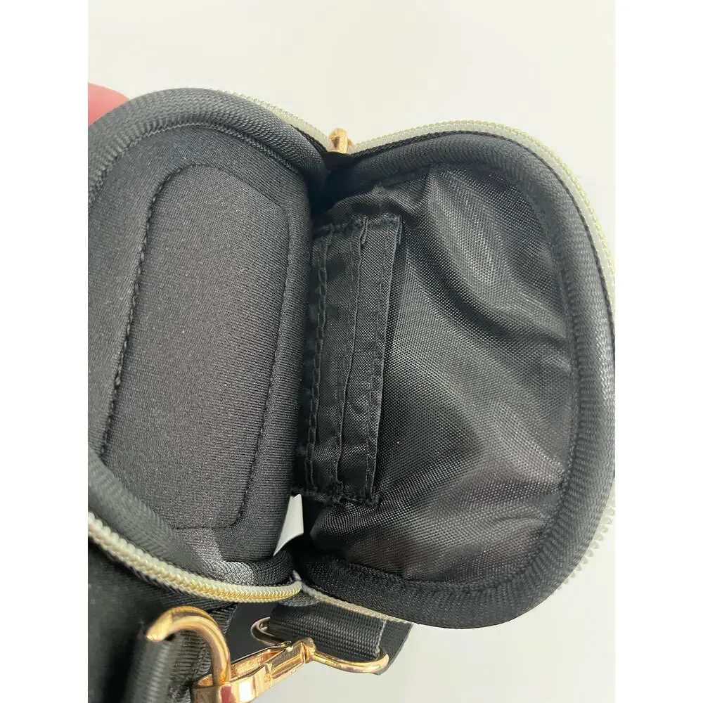 Buc-ee's Black Insulated Crossbody Tumbler Bag With Gold Hardware & Straw Topper